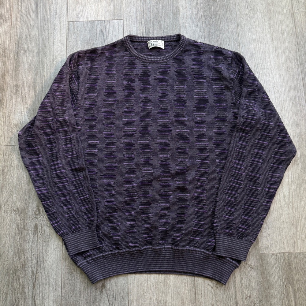 St Croix Collections Mens XL Purple Charcoal Wool Sweater Made in USA Vintage